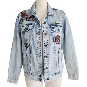 Jak & Rae Acid Wash Saks 5th Ave Very Rare Vintage Y2K Jean Jacket Patches S
